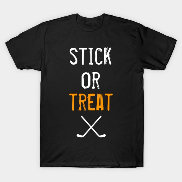 Stick Or Treat - Halloween Hockey T-Shirt by PodDesignShop